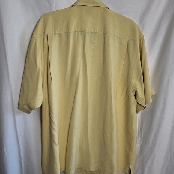Tommy Bahama Relax Mens Large Yellow Silk Jacquard Short Sleeve Camp Shirt 494 - Picture 5 of 6